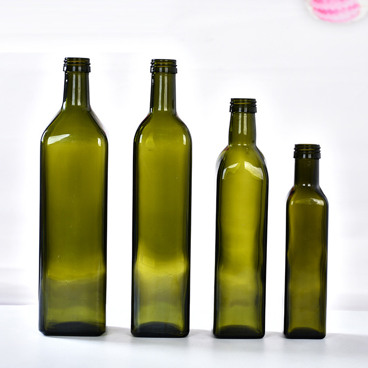 墨綠色方形圓形橄欖油瓶